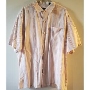 Tommy Bahama Mens XXL Silk Tencel Camp Shirt Pastel Striped Beach Cruise Sail